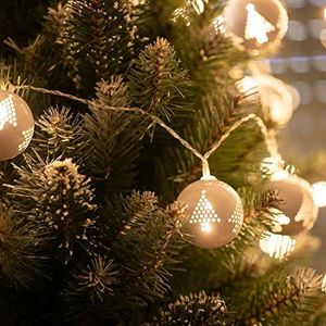 DecoKing Lichtsnoer met 10 leds met timer, warmwit, kerstdecoratie dennenboom