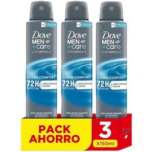 Dove Men + Care Clean Comfort Spray voor heren, 72h, 150 ml, 3 stuks