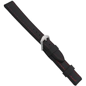 mumbi 20 mm horlogeband PU leer zwart rood