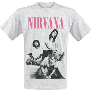 Nirvana Bathroom Photo T-shirt voor heren, korte mouwen, grijs gemêleerd, normaal/normale pasvorm, Grijs Chinees