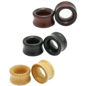 Decentraland Set van 3 paar bruine en zwarte houten oorstekers - Vintage houten ringen - 8 mm dikte, Hout