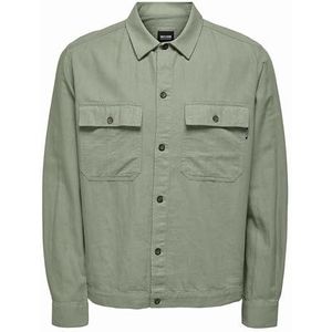 ONLY & SONS Noos Onskennet LS Linen Overshirt, Swamp, M, Swamp