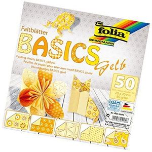 Bringmann Folia Basics vouwbladen, 80 g/m², 50 vellen, verschillende motieven, geel, 20 x 20 cm