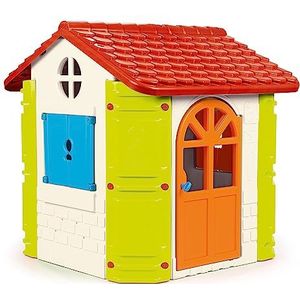 FEBER Feber-House 800013950 Tuinhuis voor kinderen, warme kleuren, blauw, rood, oranje en groen, robuust en veilig, 2-6 jaar