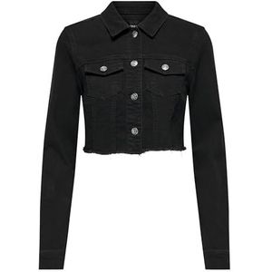 ONLY Onlwonder Ls Cropped DNM Jacket Gua Noos Veste en jean pour femme, Noir, XL