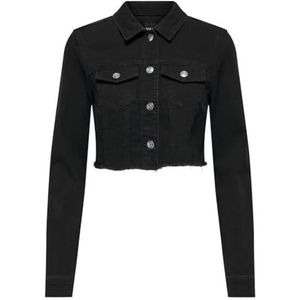 ONLY Onlwonder Ls Cropped DNM Jacket Gua Noos Veste en jean pour femme, Noir, L
