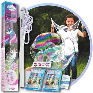 WOWMAZING Enorme zeepbellenset: eenhoorn - inclusief toverstaf, 2 grote bubbelzakken en 8 magische zongeactiveerde stickers | outdoorspeelgoed voor kinderen, meisjes | bubbels gemaakt in de VS -