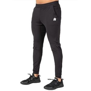 Gorilla Wear Hamilton Hybride broek, zwart, joggingbroek voor hardlopen, joggen, sport, dagelijks gebruik, vrije tijd, strakke pasvorm, sterke grip, compressie met logo van polyester en elastaan, zweetafvoerend, zwart, S, zwart.