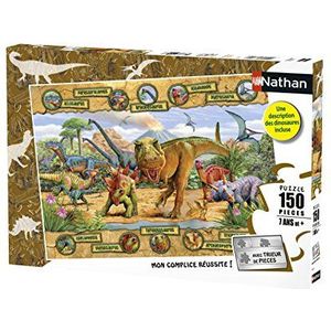 Nathan - Kinderpuzzel - 150 stukjes - dinosaurussoorten - meisjes of jongens jongens of meisjes vanaf 7 jaar - hoogwaardige puzzel - dik en duurzaam karton - dinosaurussen - 86836
