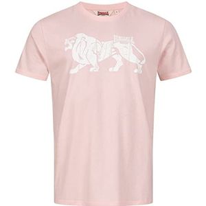 Lonsdale Endmoor T-shirt voor heren, normale pasvorm, Pastel roze, wit.