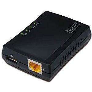 DIGITUS Fast USB Ethernet-netwerkserver, multifunctioneel voor NAS, USB-hub, printer, dvd-speler, 1 poort, USB 2.0, 10/100 Mbit/s netwerk, RJ45, zwart (verpakking kan afwijken van de afbeelding)