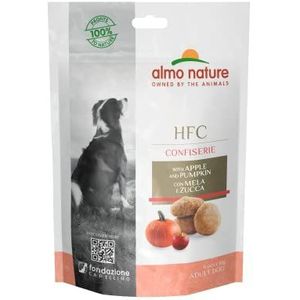 Almo Nature HFC Confiserie Snack voor volwassen honden met appel en pompoen, 12 enveloppen van 10 g.