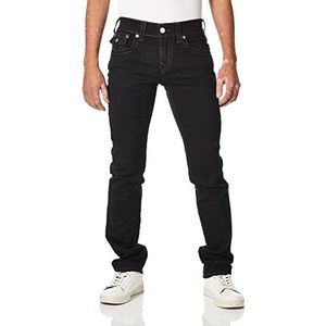 True Religion Rechte jeans met klep voor heren, zwarte body ring, 34 W / 34 L, Ring voor het zwarte lichaam.