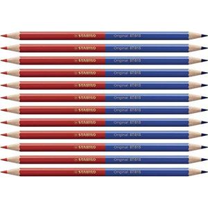 Kleurpotlood - STABILO Original - set van 12 tweekleurige potloden - rood en blauw