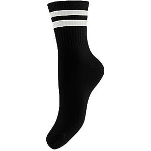 PIECES Pccally Socks Noos damessokken, zwart/strepen: glanzend wit