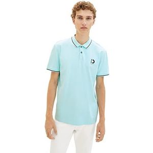 TOM TAILOR Denim 1036408 Basic Piqué poloshirt voor heren met stretch (1 stuk), 30655 - zacht licht turquoise