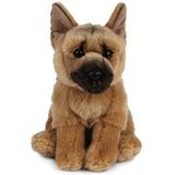 Pluche Duitse Herder honden knuffel 20 cm zittend - Herdershond huisdieren knuffels - Speelgoed