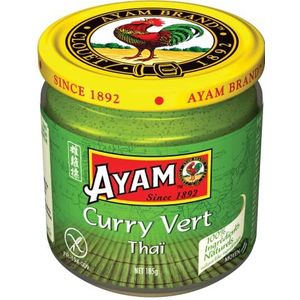 AYAM Groene currypasta | 100% natuurlijke ingrediënten | Authentieke aroma's | Gemakkelijk te koken | Thaise curry | gezonde voeding | glutenvrij | lactosevrij | zonder conserveringsmiddelen | 185 g | 1 stuk