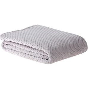 Sleepdown Luxe sprei van zilvergrijze wafelfleece, superzacht, warm en comfortabel, honingraatpatroon, 150 cm x 200 cm