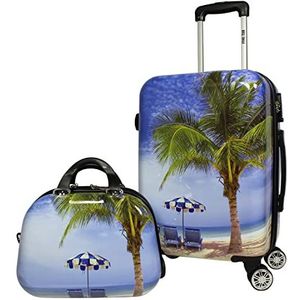 World Traveler Palm Tree Hardside trolley-koffer, draaibaar, één maat, 2 stuks, Palm Boom, OneSize, Palm Hardside Trolley 2-delig