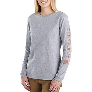 Carhartt Carhartt T-shirt met lange mouwen, dik, met logo-print op de mouwen, losse pasvorm, dames T-shirts (1 stuk), Grijs Chinees