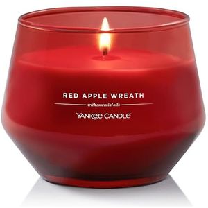 Yankee Candle Studio Geurkaars, rode appelkrans, langdurige brandende kaarsen: 35-50 uur, elegant glazen design met rode was, perfecte cadeaus voor vrouwen