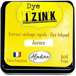 Aladine - Izink Dye Aurora Geel - Sneldrogend stempelkussen voor stempels en sjablonen - Scrapbooking en creatief karton - Franse inkt - Maat M - 5 x 5 cm - Geel