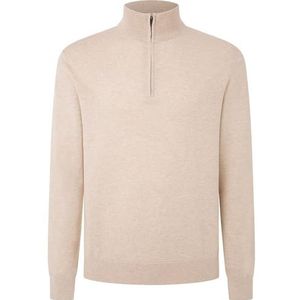 Hackett London Herentrui met ritssluiting van katoen en kasjmier, Grijs (Taupe Beige)