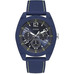 GUESS Analoog kwartshorloge voor heren met siliconen band W1256G3, blauw, W1256G3, Blauw, W1256G3