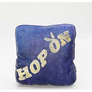 PLAYBOY 687102BL Throw incl. pailletten opschrift voor het draaien van pailletten, blauw, 40 x 40 x 10 cm