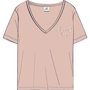 RUSSELL ATHLETIC T-shirt à col en V Losse pour femme, Blush pâle., S