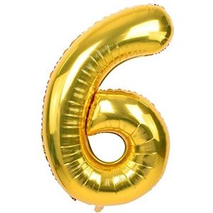 TONIFUL 0 tot 9 verjaardag, cijfers, goudkleurig, ballon, 40 inch, nummer 6, enorme cijferballon, decoratie, grote heliumballonnen, van aluminium, party, bruiloft, feest (6)