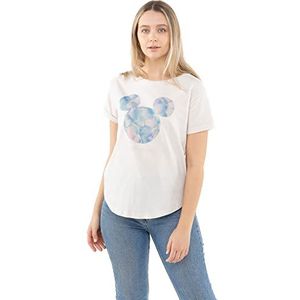 Disney Mickey Petal Head T-shirt voor dames, vintage wit