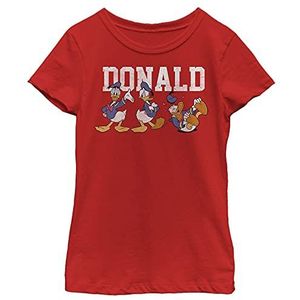 Disney Donald Duck Action Pose Girls T-shirt, rood, XS, Rood