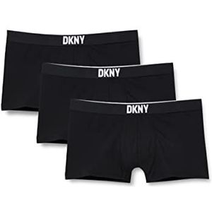 DKNY New York boxershorts voor heren, verpakking van 3 stuks, zwart, zwart.