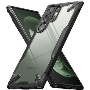 Ringke Fusion-X Beschermhoes compatibel met Samsung Galaxy S23 Ultra 5G (2023), transparante harde achterkant met versterkte zijschaal, schokbestendig, zwart