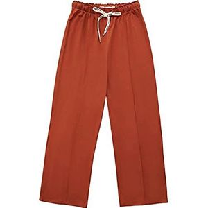 women'secret Lange broek van katoen, single jersey, met gewatteerde details aan de voorkant, dames, middenbruin, S, Medium bruin