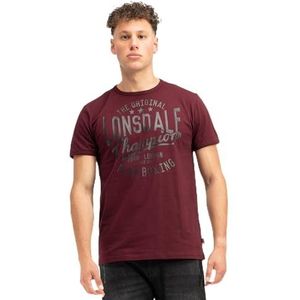 Lonsdale Harehills T-shirt voor heren, Oxblood/zwart