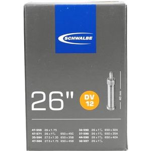 Schwalbe Dunlop Fietsslang, uniseks, volwassenen, zwart, 26 x 1 1/8-1,75 inch, 32/47-559/597, DV12 mm