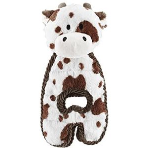 Petstages Cuddle Tugs Pluche speelgoed voor honden, piep interactief, koe, wit, Eén maat