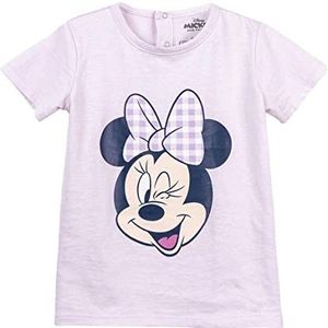 T-shirt Minnie Mouse pour enfant - Couleur rose - Taille 18 mois - T-shirt à manches courtes 100% coton - Design noué avec nœud noué - Produit original conçu en Espagne, multicolore, 18 mois