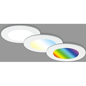 Briloner - Set van 3 led-inbouwlampen aan het plafond, inbouwlampen RGB CCT, led-inbouwspot, badkamer, inbouwspot, IP65, zwart, 92 x 45 mm (DxH), 7035-036, wit