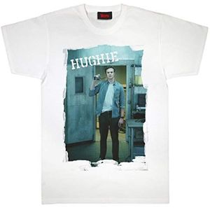 The Boys Hughie Boyfriend Fit T-shirt voor vrouwen, officieel product, superhelden, losse baggy groot, verjaardagscadeau voor vrouwen, voor thuis of in de sportschool, Wit