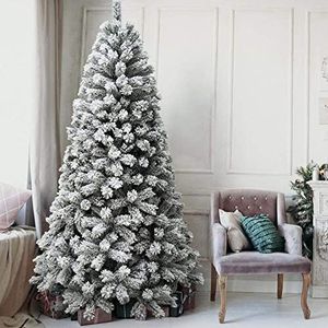 BAKAJI Koninklijke kerstboom, super bossige grenen, groen, besneeuwd, basis, ijzer, opvouwbaar, hoge kwaliteit, takken met sneeuw, eenvoudige montage, paraplu (240 cm)