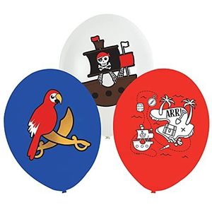 Amscan 9909926 - 6 stuks 27,5 cm piraat latex ballonnen met decoratieve motieven voor kinderverjaardag, carnaval, themafeest