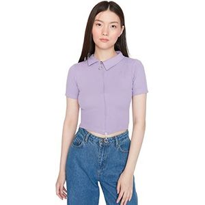 Trendyol Trendyol Basic damesblouse met polokraag, gebreid dameshemd, Paars.