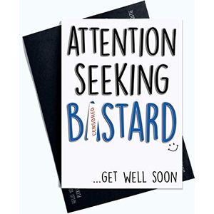 Grappige wenskaarten ""Get Well Soon"" - Grove wenskaart - Let op Seeking b*stard Thinking of You - Collega Card - grap PC633