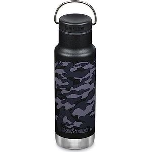 Klean Kanteen Klassieke smalle uniseks thermosfles, 355 ml (met deksel) met zwart camouflagepatroon, 350 ml
