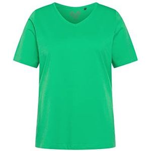 Ulla Popken T-shirt met korte mouwen en V-hals, voor dames, Gras Groen