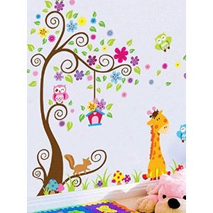Ambiance-Live Zelfklevende stickers voor kinderen | stickers boom en giraffe - wanddecoratie voor kinderkamer | 80 x 150 cm